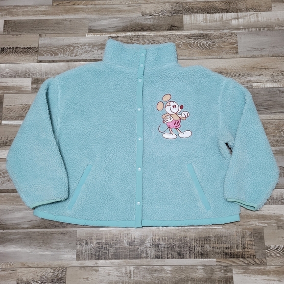 Disney Jackets & Blazers - Disney Sketch Mickey Mouse Blue Sherpa Fleece Wool Jacket Size 1X